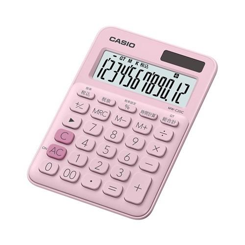 カシオ MW-C20C-PK-N カラフル電卓（12桁） ペールピンク｜best-denki