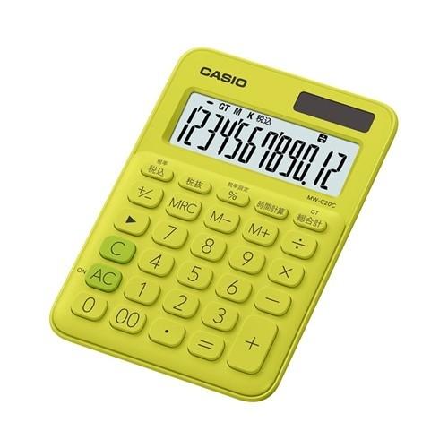 カシオ MW-C20C-YG-N カラフル電卓（12桁） ライムグリーン｜best-denki
