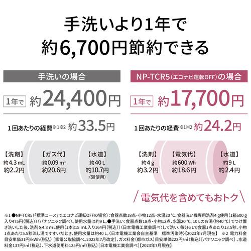 パナソニック NP-TCR5-W 卓上型食器洗い乾燥機 ホワイト NPTCR5W 