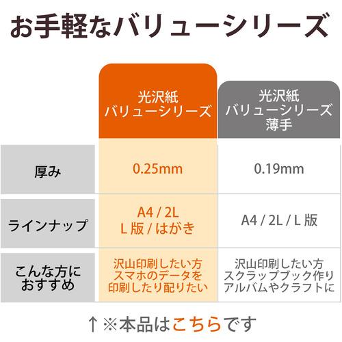 エレコム EJK-VLL100 写真用光沢紙 バリュー 厚手 L判 100枚 EJKVLL100