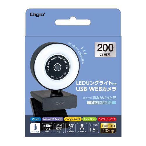 Genius USBウェブカメラ LEDリングライト付き ナカバヤシ MCM-21BK LEDリングライト付き USB WEBカメラ Full HD対応