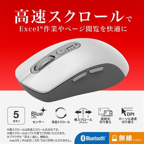 BUFFALO BSMBB700WH 5ボタンワイヤレスマウス 高速スクロールホイール