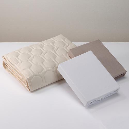 [ダブル]By IDC ヤマダ×大塚家具 ズレにくいベッドパッド3点パック 速乾タイプ 140×195cm ボックスシーツ2枚 ゴムなし_17