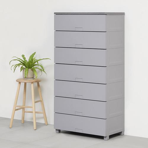 【期間限定大特価】天馬 Fits フィッツチェスト フルフラット 7507 幅75cm 7段 ロック付き スムーズな引出し 収納 タンス グレー（Yahoo!・ベスト電器Yahoo!店）