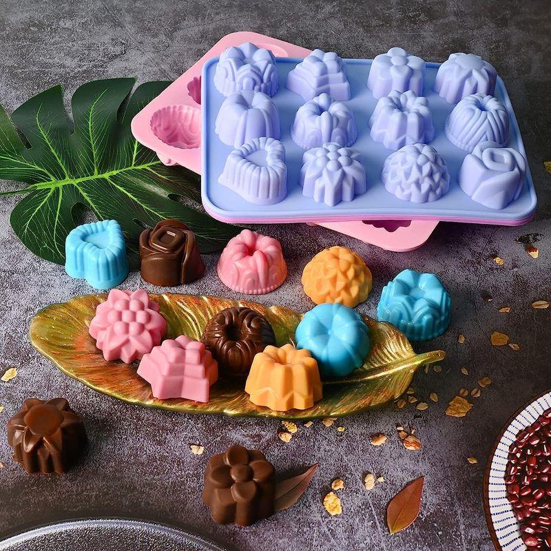 FUZHENTUチョコレート型 ゼリー型 シリコン型 マフィン型 製氷皿 ケーキ型 12種類花型 樹脂 粘土 レジン/シリコン モールド/型｜best-filled-shop｜06