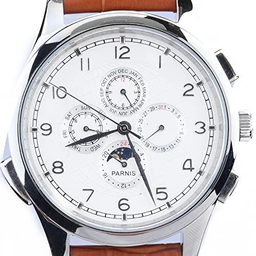 FANMIS White Globe Dial Automaitc Self Wind Weel Chronometer Moon Phase Womens Mens Brown Silver Wrist Watch 並行輸入品｜best-importer｜02