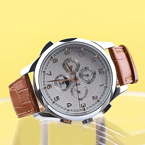 FANMIS White Globe Dial Automaitc Self Wind Weel Chronometer Moon Phase Womens Mens Brown Silver Wrist Watch 並行輸入品｜best-importer｜03