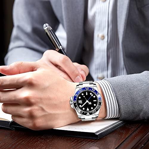 FANMIS GMT Master Sapphire Glass Blue and Black Ceramic Bezel Men's Silver Automatic Watch 並行輸入品｜best-importer｜08