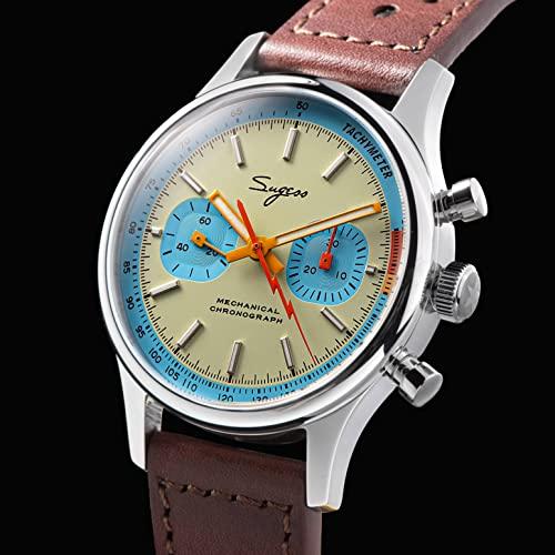 Sugess S387.01.Z ティールブルーアイズ スワンネック x エキシビジョン ケース裏クロノ メンズ腕時計 1963 Seagull 並行輸入品｜best-importer｜04