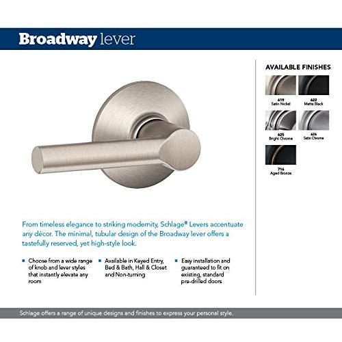 Schlage グリニッジコレクション ブロードウェイ キー付きエントリーレバー F170-BRW-GRW 1_1