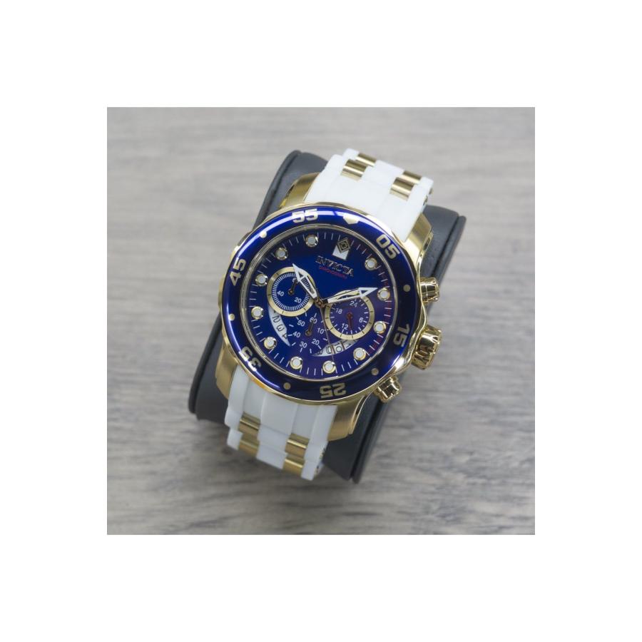 Invicta Pro Diver メンズ腕時計 20288 クロノグラフ ゴールドトーン ブルーサンレイダイヤル 24時間/60秒/60分サブダイヤル 日付 シリコンバンド クォーツの画像