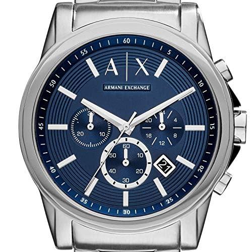 Armani Exchange メンズ AX2509 クロノグラフウォッチ ステンレス 45mm ブルーダイヤル シルバートーン ミネラルの画像