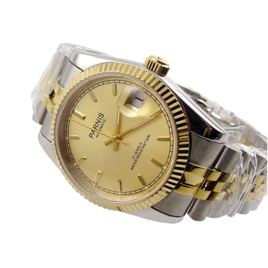 whatswatch 36 mm Parnisゴールドダイヤルサファイアガラス21 Jewels Miyota Automatic Mens Watch pa-0065の画像