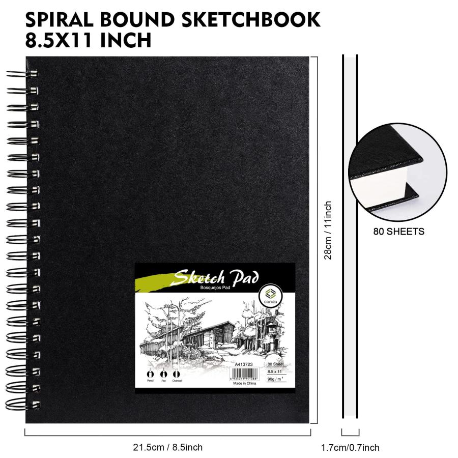 (22cm x 28cm (1 PACK)) - Hardcover Spiral Sketch Pad CONDA Sketchbook 22cm x 28cm for Drawing Painting (1 PACK))_3