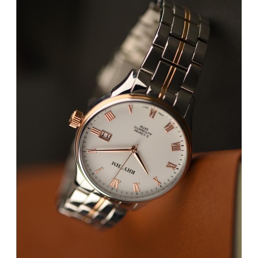 Rhythm Japanese Automatic Men 's Watchツートンステンレススチール防水watchva1516s04の画像