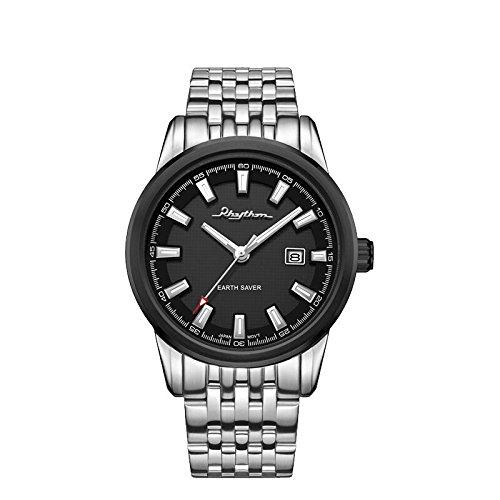 Rhythm Watch HengDongライトシリーズビジネスカジュアルメンズ腕時計ブラックインデックスダイヤルの画像