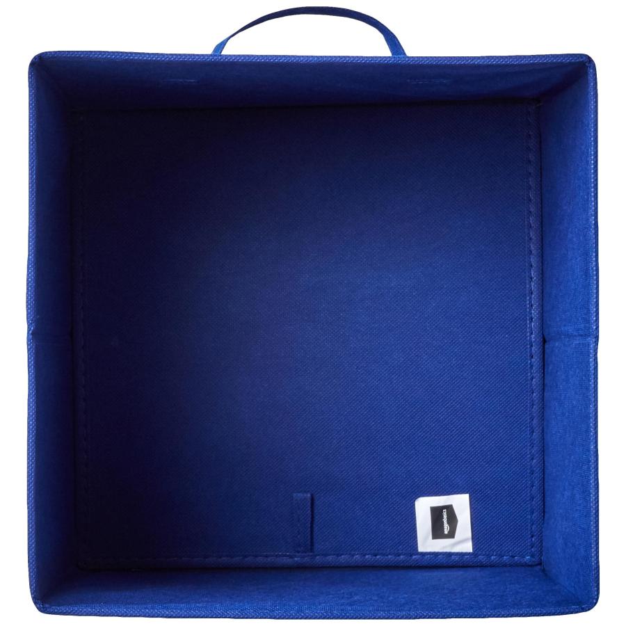 Amazonベーシック 収納ボックス 折りたたみ式 6点セット 取っ手付き ネイビー 27×27×28cm_2