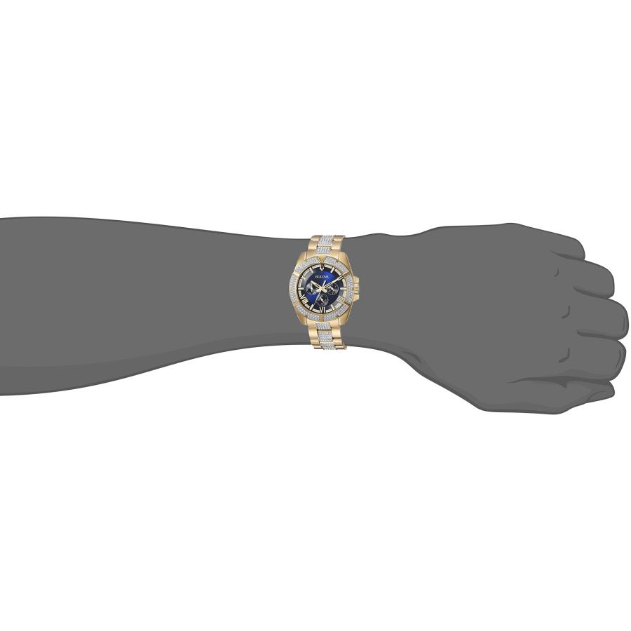 Bulova クリスタル ファントム 98C128 メンズ腕時計 6針マルチファンクション ゴールドトーン スワロフスキーの画像