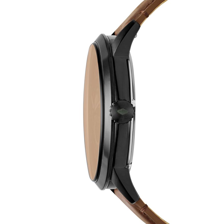 Fossil メンズ タウンズマン ME3155 自動巻き 48mm スケルトンダイアル ブラックケース ダークブラウンレザーの画像
