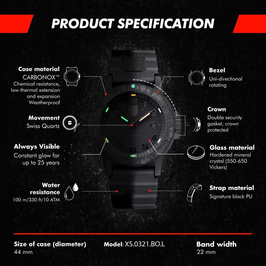 Luminox Men's Sea Turtle Giant XS0321BOL Black Silicone Quartz Fashion Watchの画像