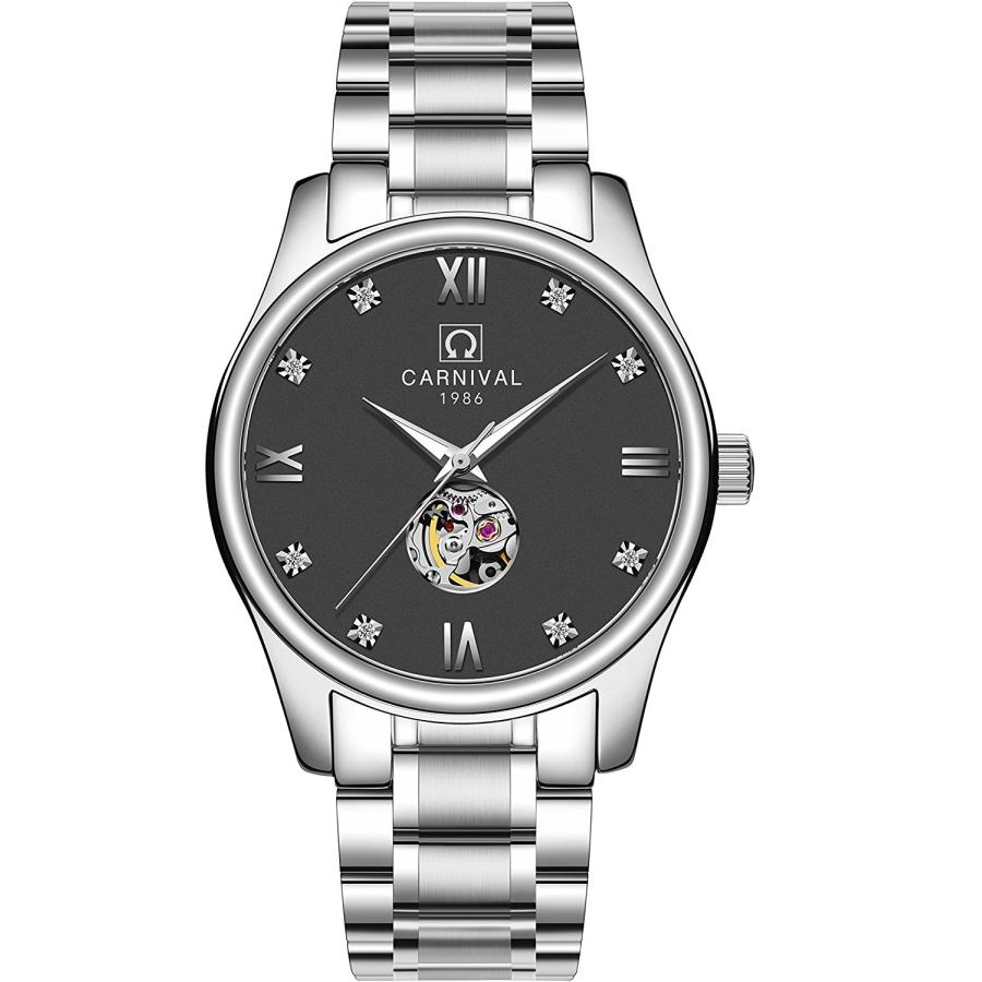 Gosasa His and Hers Couple Watches Automatic Pair Watch for Men Women Gift Set of 2 (Black)の画像
