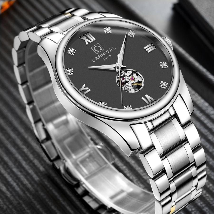 Gosasa His and Hers Couple Watches Automatic Pair Watch for Men Women Gift Set of 2 (Black)の画像