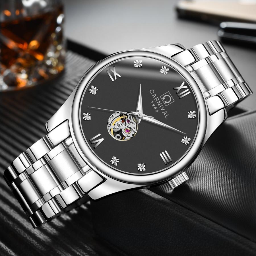 Gosasa His and Hers Couple Watches Automatic Pair Watch for Men Women Gift Set of 2 (Black)の画像