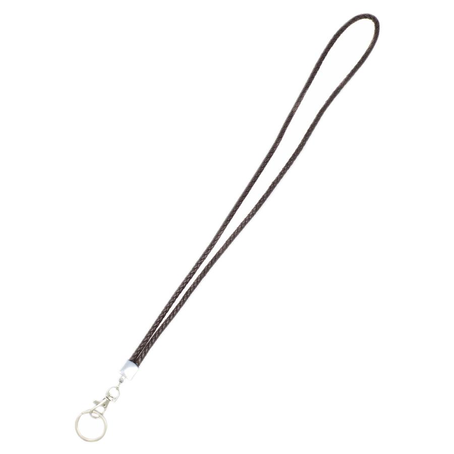 Braided PU Leather Necklace Lanyard with Keyring and Lobster Hook (Brown)の画像
