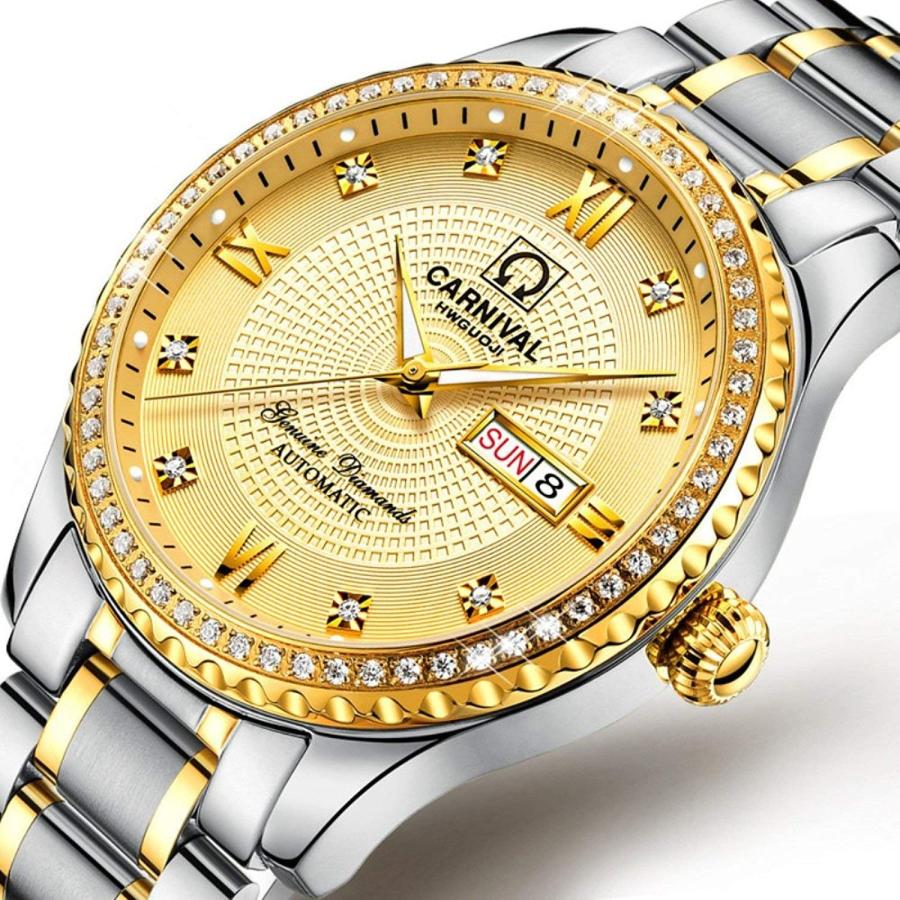 カップルウォッチ メンズ＆レディース 自動巻き機械式腕時計 ロマンチック カップル用 2個セット 40mm シルバーゴールド。の画像