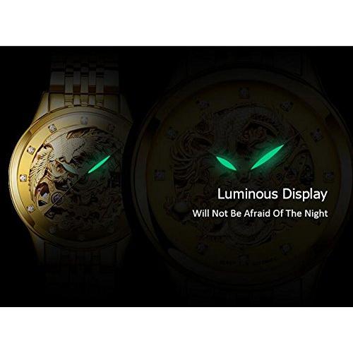 Couple自動機械腕時計サファイアガラスステンレススチールWatch彼女と彼のギフトセット 40mm ブラウンレザーの画像