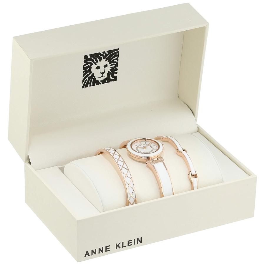 Anne Klein アンクライン プレミアムクリスタル バングルウォッチ＆ブレスレットセット AK/3296 ローズゴールド 32石クリスタル装飾の画像