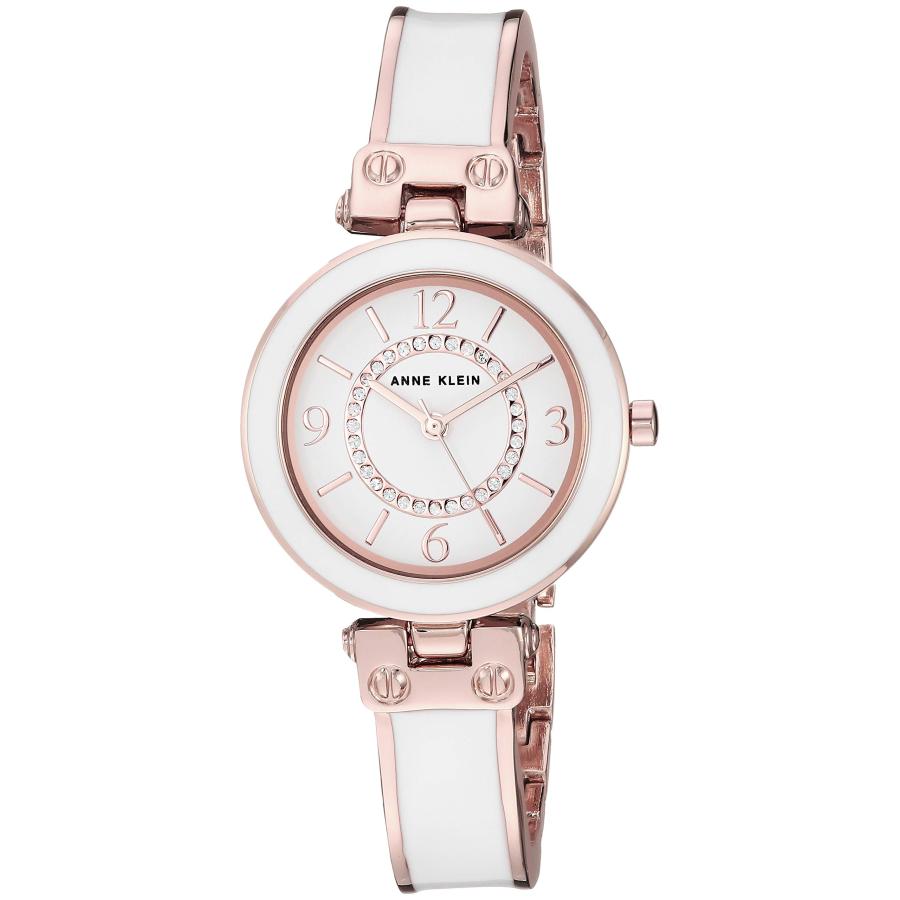 Anne Klein アンクライン プレミアムクリスタル バングルウォッチ＆ブレスレットセット AK/3296 ローズゴールド 32石クリスタル装飾の画像