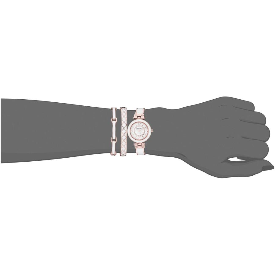 Anne Klein アンクライン プレミアムクリスタル バングルウォッチ＆ブレスレットセット AK/3296 ローズゴールド 32石クリスタル装飾の画像