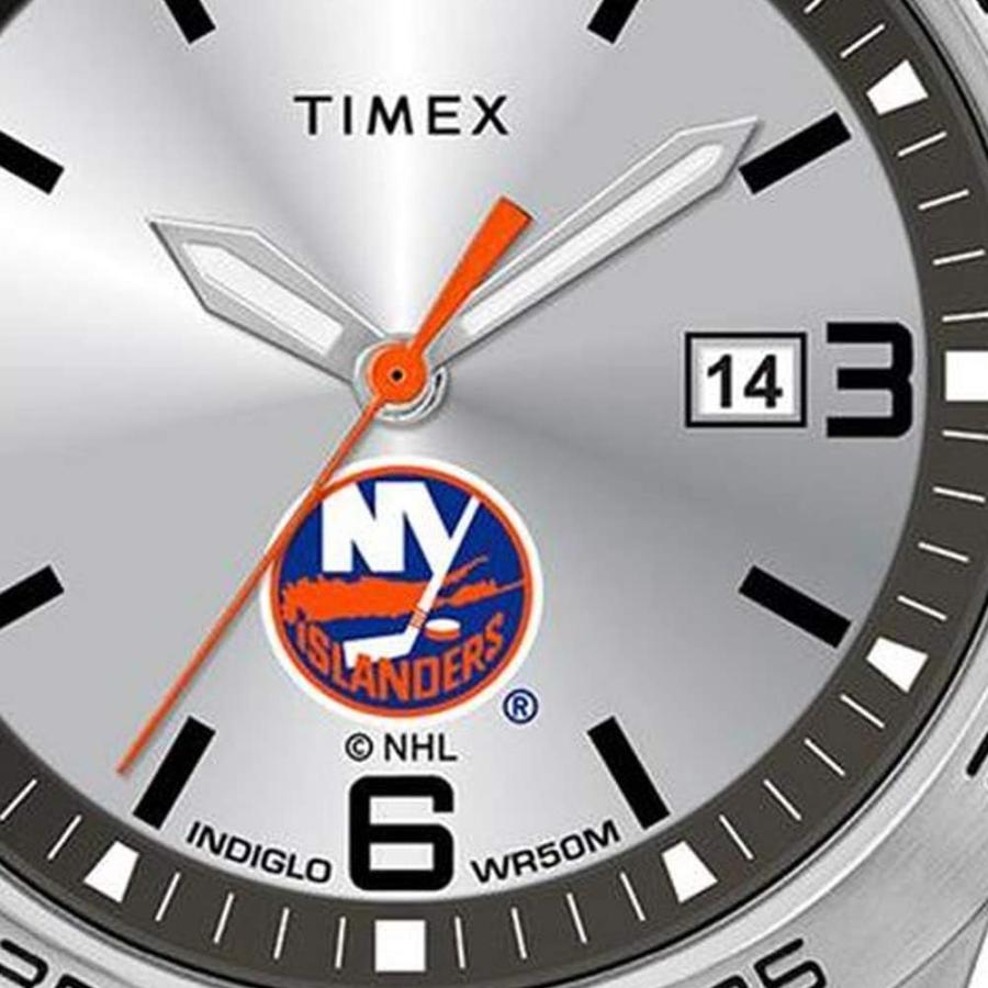 Timex Tribute メンズ NHL Citation 42mm 腕時計 ナッシュビル・プレデターズ シルバーステンレス拡張バンド チームロゴ 日付窓 ミネラルクリスタルの画像