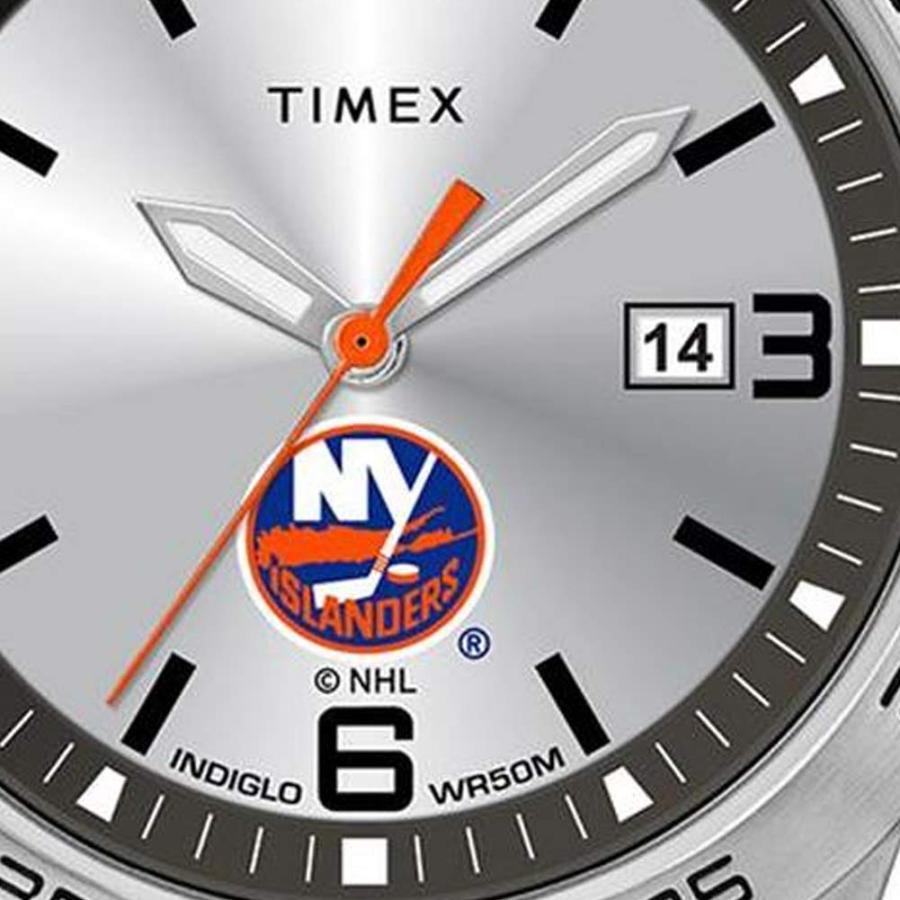 Timex Tribute メンズ NHLシテーション 42mm 腕時計 ニューヨーク・レンジャーズ ステンレス蛇腹バンド チームロゴ デイト表示付きの画像