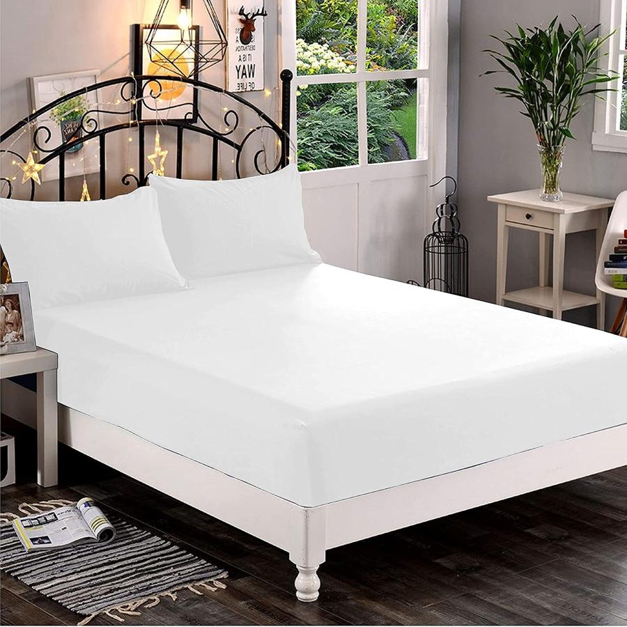 Elegant Comfort 寝具ボックスシーツ 16インチまでの深いマチ しわと色あせ防止 キング 247RW-Single-Fitted-King-White
