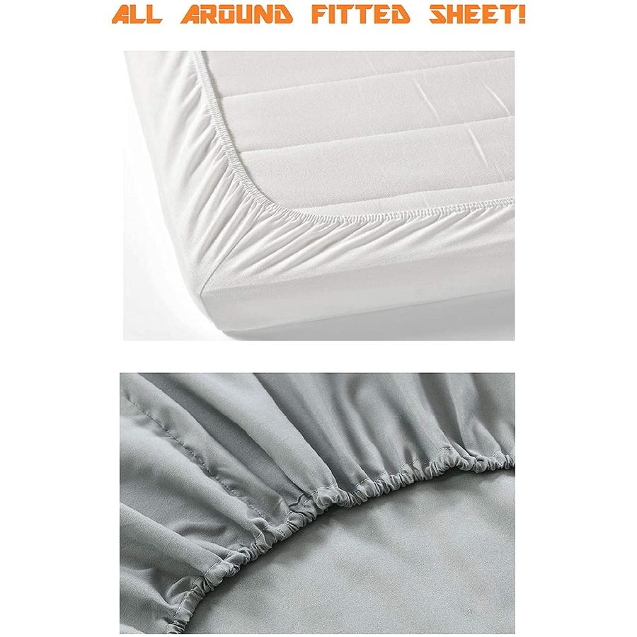 Elegant Comfort 寝具ボックスシーツ 16インチまでの深いマチ しわと色あせ防止 キング 247RW-Single-Fitted-King-White