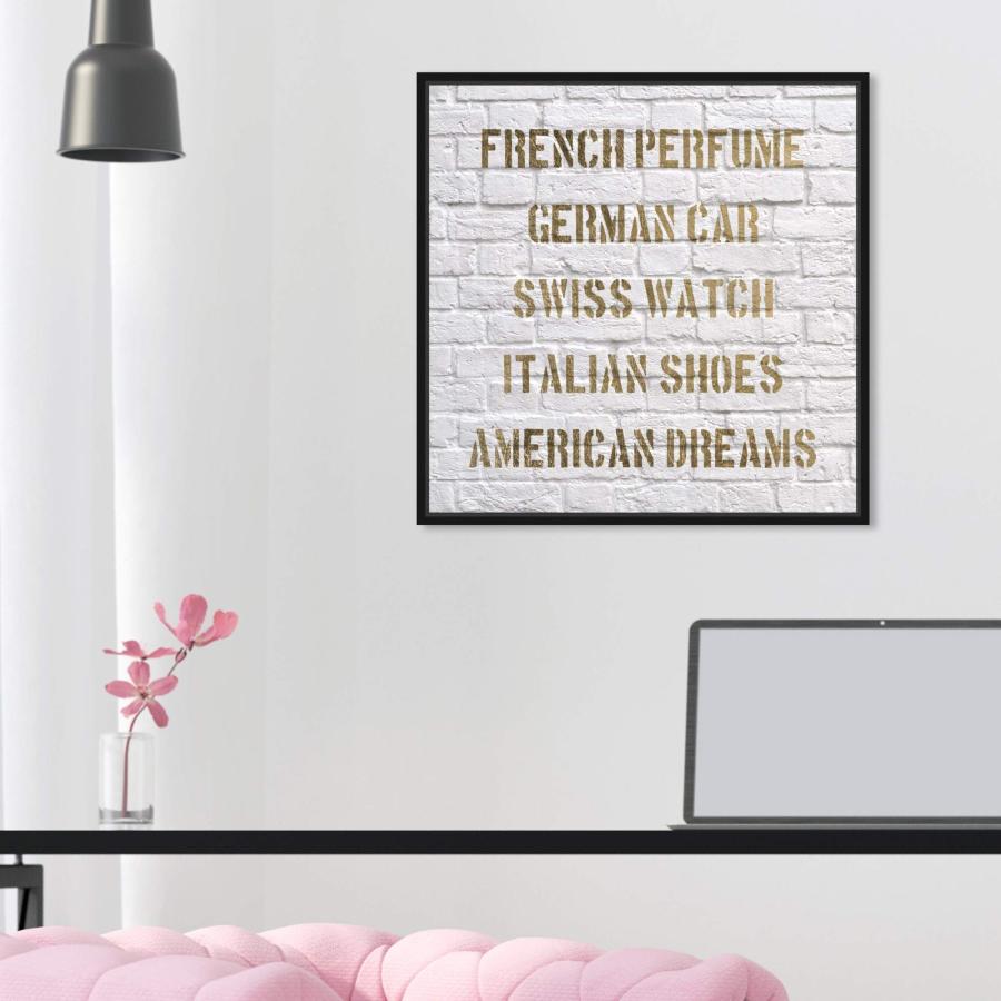 The Oliver Gal Artist Co. タイポグラフィ フレーム入りウォールアートキャンバスプリント 'American Dream' インスピレーション引用と格言 ホームデコ、40.6 cの画像