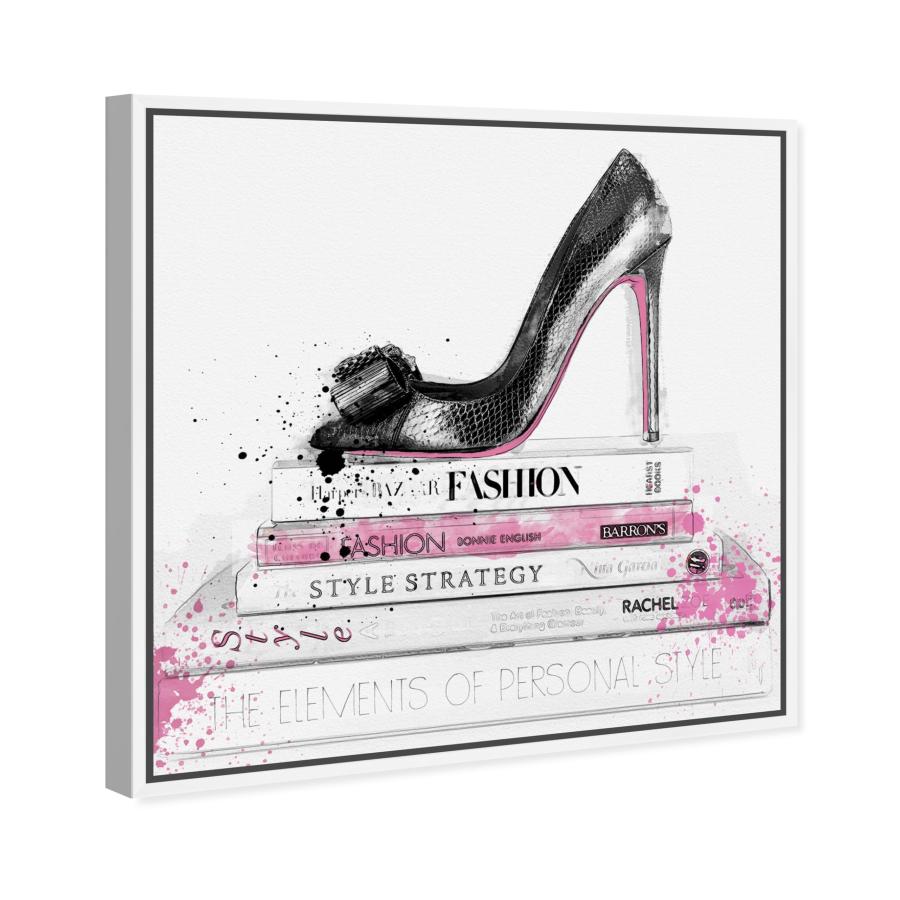 The Oliver Gal Artist Co. ファッション フレーム入りキャンバス 「Black Shoe and Pink Lady Books」_1