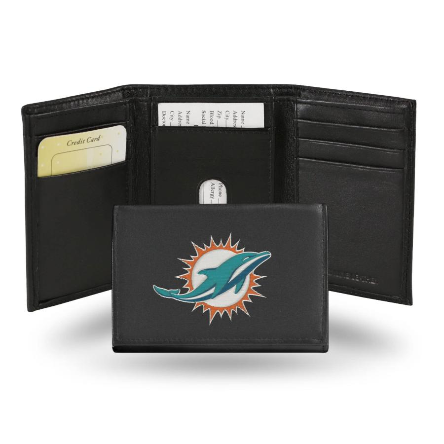 Rico Industries NFL マイアミ・ドルフィンズ 刺繍レザー 三つ折り財布