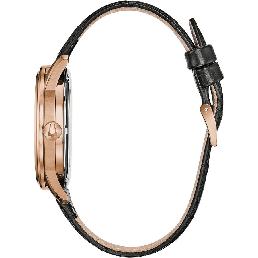 Bulova クラシック 97A140 41mm 自動巻き ローズゴールド オープンアパーチャーダイヤル ブラックレザーの画像