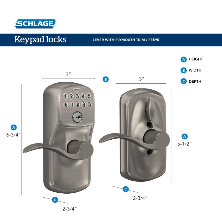 Schlage FE595 PLY 622 Acc キーパッドエントリー フレックス電子ロック付き マットブラック_2