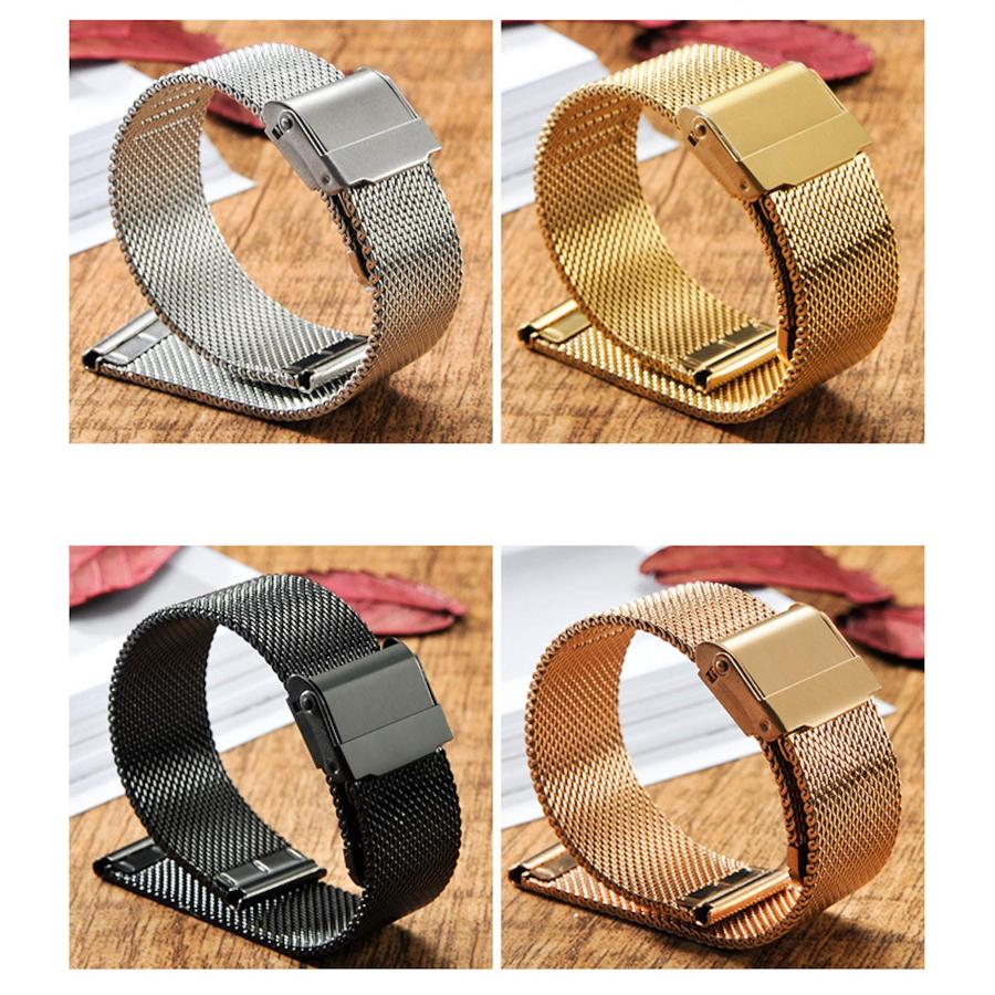 Cicilin メッシュバンド 22mm ステンレス ローズゴールド メンズ レディース 汎用 フラット装着の画像