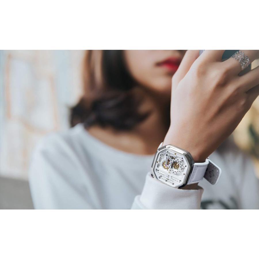 AGELOCER Women's Top Brand Automatic Mechanical Square Fashion Punk Luminous Analog Luxury Watch (VP:5809A10)の画像