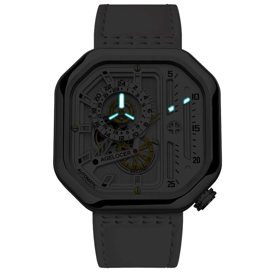 AGELOCER Women's Top Brand Automatic Mechanical Square Fashion Punk Luminous Analog Luxury Watch (RI:5809A10)の画像