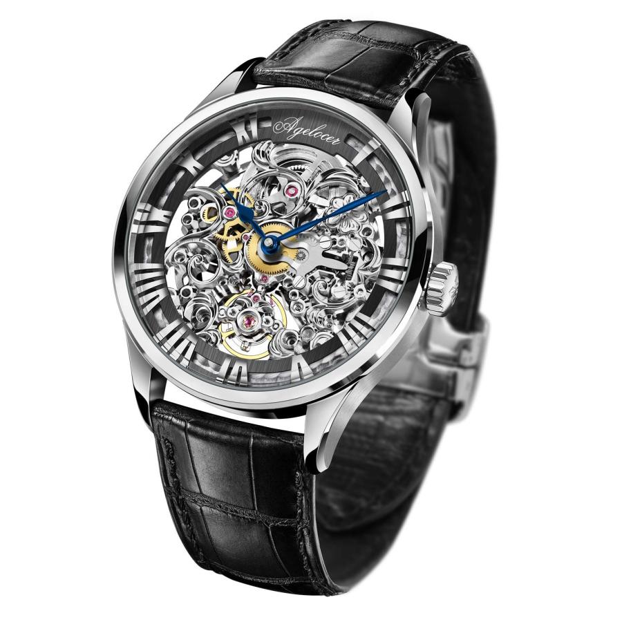 AGELOCER Men's Watch Stainless Steel Skeleton Mechanical Automatic Luxury Top Brand Watches (RI:5401A1)の画像