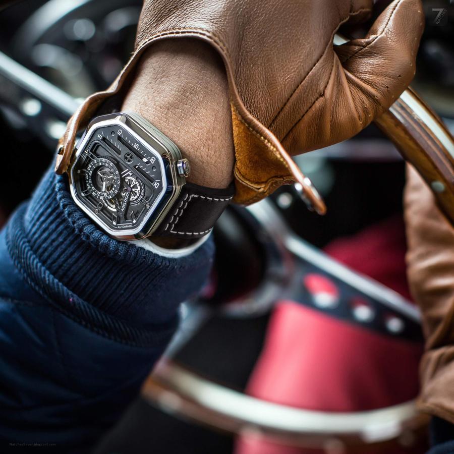 AGELOCER Men's Watch Mechanical Stainless Steel Mechanical Square Luxury Analog Luminous Watch (RI:5802J1)の画像