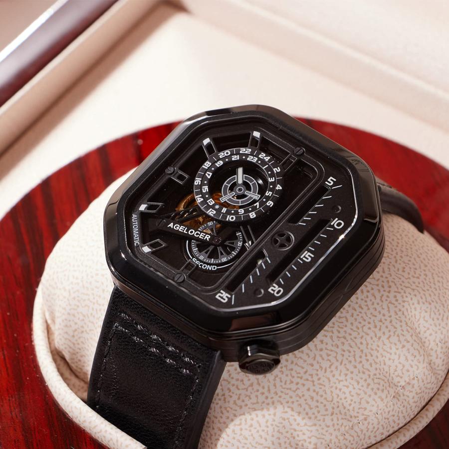 AGELOCER Men's Watch Mechanical Stainless Steel Mechanical Square Luxury Analog Luminous Watch (RI:5802J1)の画像
