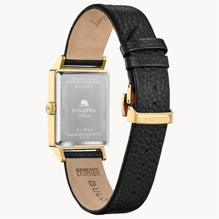 Bulova Frank Sinatra 「My Way」 97A158 ゴールドトーン 3針 ブラックレザーストラップの画像