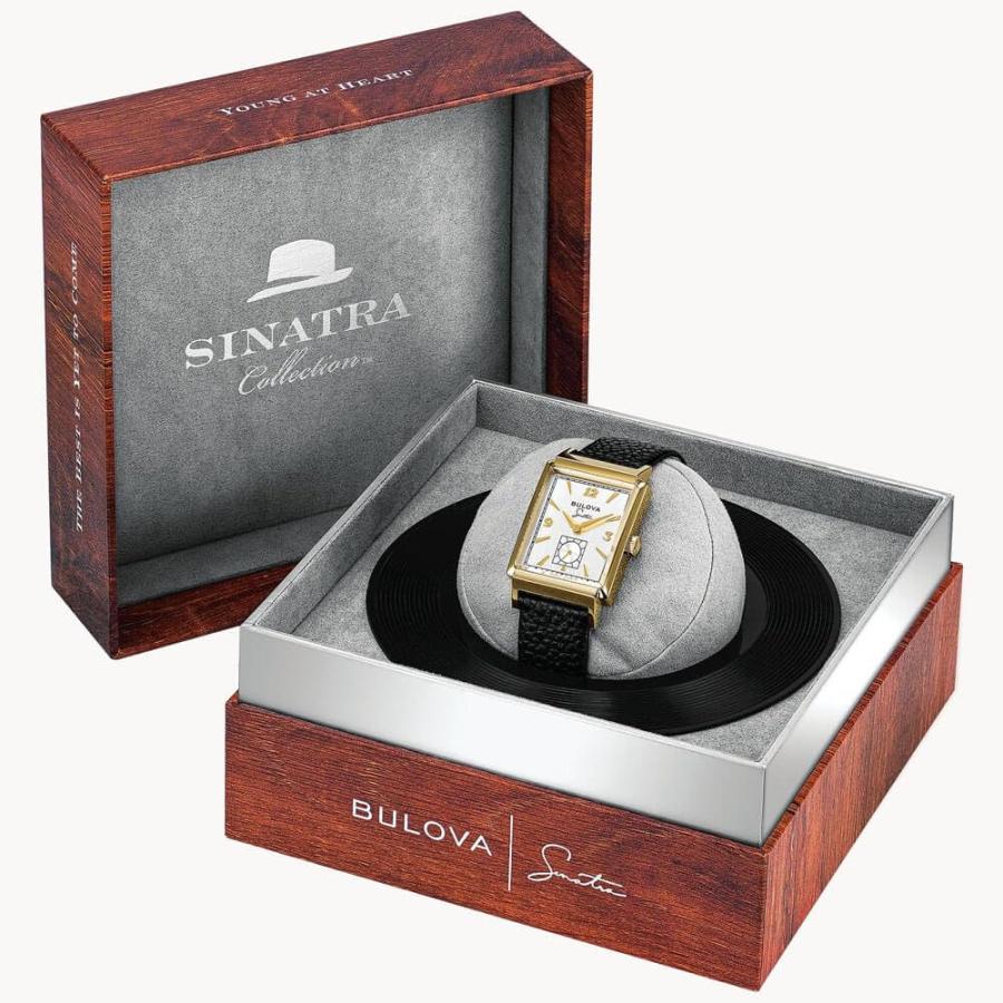 Bulova Frank Sinatra 「My Way」 97A158 ゴールドトーン 3針 ブラックレザーストラップの画像